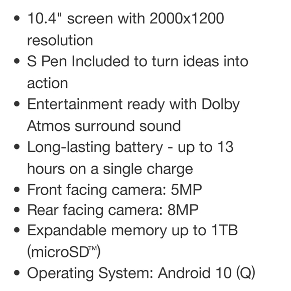 New! Galaxy Tab S6 Lite w/ S Pen, 10.4 inches, 1.03 lbs